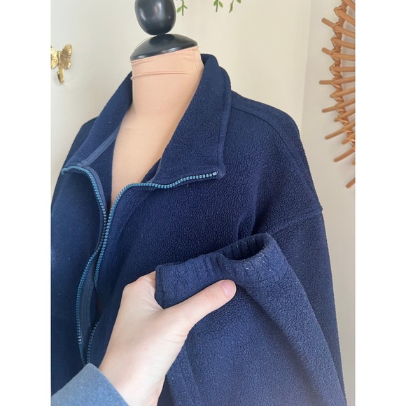Vintage 90s Mens Lands End Navy Blue Fleece - Picture 3 of 5